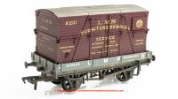 37-482A Bachmann 1 Plank Wagon number 209343 - LMS Grey 'Furniture Removal Service' Crimson Container - weathered